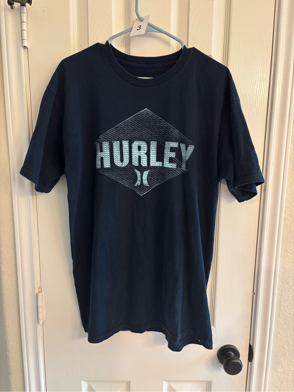 Hurley Navy Short-Sleeve Logo Tee with Light Blue Graphic